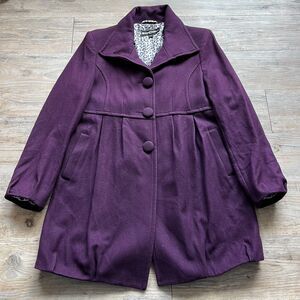 Wool Trench Coat Women's Small Purple Marcona Vintage Peacoat 90s Colorful